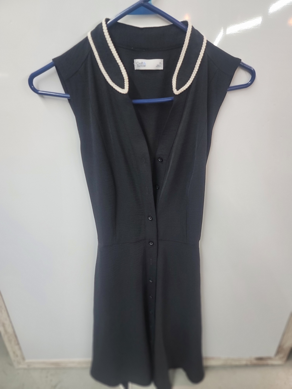croft & barrow Black Sleeveless Dress with Pearl-Trim Collar
